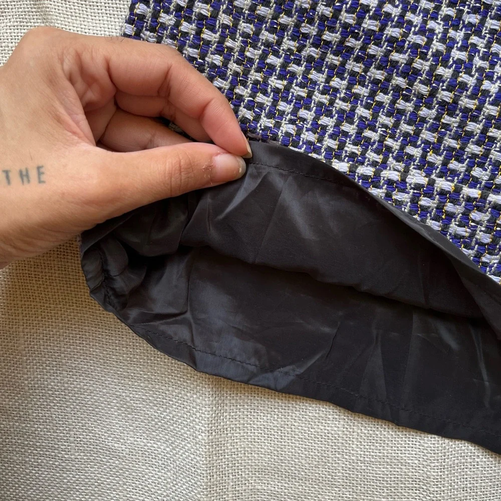 Royal Blue and White Tweed Skirt - Picture 4 of 8